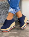 Chic Women's Braided Lace-Up Wedge Shoes with English Muffin Heel - Sporty and stylish footwear for women, sizes 36 to 42.