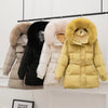 Chic Fur Collar Down Jacket with Hood in Black & Khaki - Winter Fashion for Women