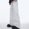 Sleek Deconstructed Pleat Design Casual Trousers in Black and White - Trendy Street Style Polyester Pants for an edgy aesthetic. Sizes S to XL available.