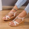 Handmade Beaded Boho Platform Sandals in Creamy White - Non-Slip Stylish Shoes with Fish Mouth Design