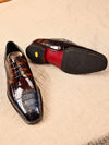Elegant Genuine Crocodile Leather Men's Dress Shoes with Rubbed Color - High-Quality Business & Formal Footwear - Various Sizes Available