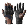 Vintage Men's Leather Perforated Motorcycle Gloves for Men - Black or Brown - All Season Comfort for Riding