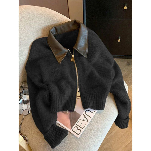 Cozy Style Elegant Cardigan Sweater in Red, Brown, Apricot, or Black, sizes S-2XL, made of high-quality Polyester.