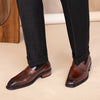 Men's Leather Outdoor Leisure Shoes in Black or Brown, Square-toed Style, Various Sizes, High-Quality Wear-resistant Footwear
