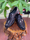 Luxurious Crocodile Skin Leather Shoes - Black Business & Casual Low Top Footwear