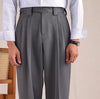 Men's Casual Herringbone Straight-Fit Trousers, Dark Gray Non-Iron Pants with Double Pleats - Men's Fashion, High-Grade, Sizes 29-36