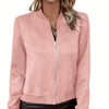 Chic Solid Color Zip-Up Women's Jacket, Autumn & Winter Fashion, Slim Fit, Spandex Material - Available in Various Colors.