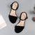 Plus Size Women's Roman Strap Black Sandals, Korean Style, Chic Fashion, Comfortable Flat Sandals, PU Lining, Rubber Sole Craft.