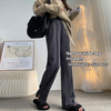 Casual Wide-Leg Slit Pants in Sporty Style, Cotton, Men's/Women's Fashion