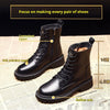 Women's Black Fleece-Lined Martin Boots, Mid-Calf Length, Size 35-40