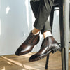 Classic Mid Top Leather Boots For Men - Vintage Style in Black, Gray, or Reddish-Brown - Cowhide Leather, Anti-Skid Rubber Sole - Sizes 37 to 46