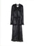 Dalian Slim-Fit Suede Overcoat with Ruffle Detail in Black - Women's Polyester Coat