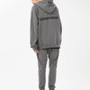 Chic Zip-Up Hooded Sweatshirt with Couple's Tape Print in Black, Khaki, and Dark Grey, Trendy Streetwear Fashion