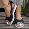 Stylish Women's Dark Blue Hemp Rope Wedge Sandals - Comfortable & Durable - Size 36 to 43 - Slingback Design