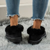Women's Bow-Decorated Snow Boots in Black & White - Stylish & Cozy Suede Winter Footwear with Chic Bow Detail