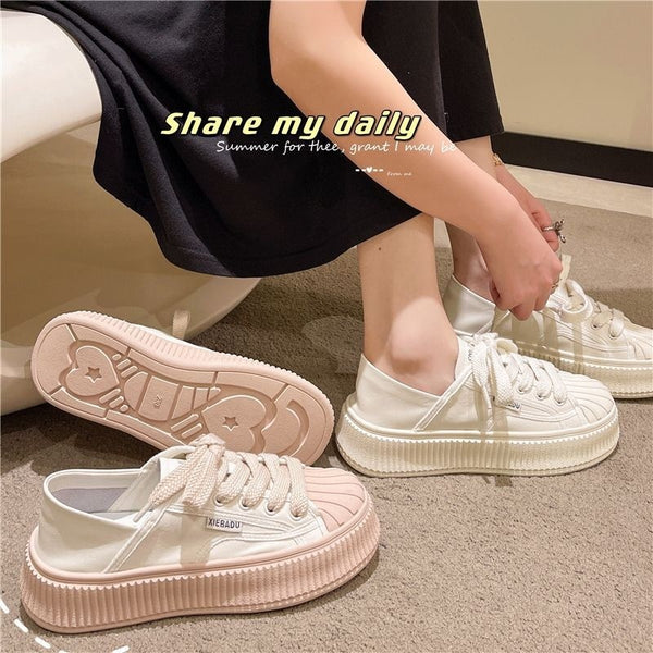 Stylish white and pink shell shoes, versatile and comfy for all occasions, PU lining, durable rubber sole, adjustable straps, perfect fit