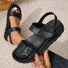 Velcro Sports Sandals in Black with PU Lining & Rounded Toe - Versatile, Comfortable, Retro Style - Sizes 36-43