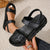 Velcro Sports Sandals in Black with PU Lining & Rounded Toe - Versatile, Comfortable, Retro Style - Sizes 36-43