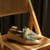 Trendy Men's Summer Loafers in Army Green - High-Quality Linen Shoes.