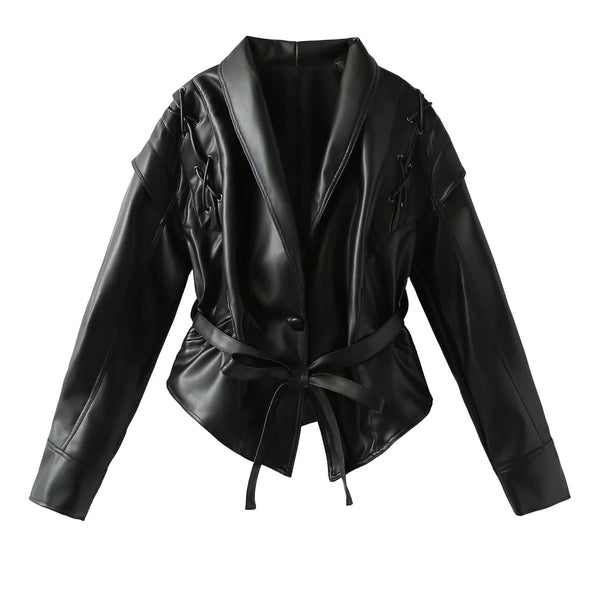 Retro Style Chic Faux Leather Women's Jacket in Vibrant Colors