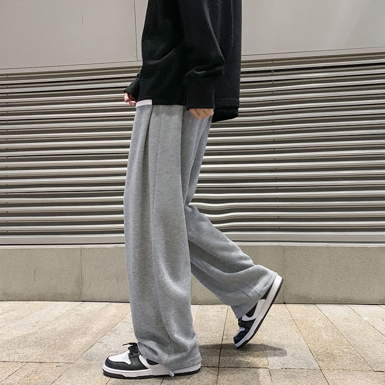 Straight Wide Leg Men's Knitted Track Sweatpants