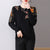 Chic Loose-Fit Long-Sleeved Knit Sweater in Black - Women's Fashion Sweater with 3D Stereo Pattern & Comfortable Fit.