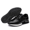 Men's Vintage Black Leather Sneakers, Lace-up Closure, Shock-absorption, Men's Fashion, Sizes 38-44