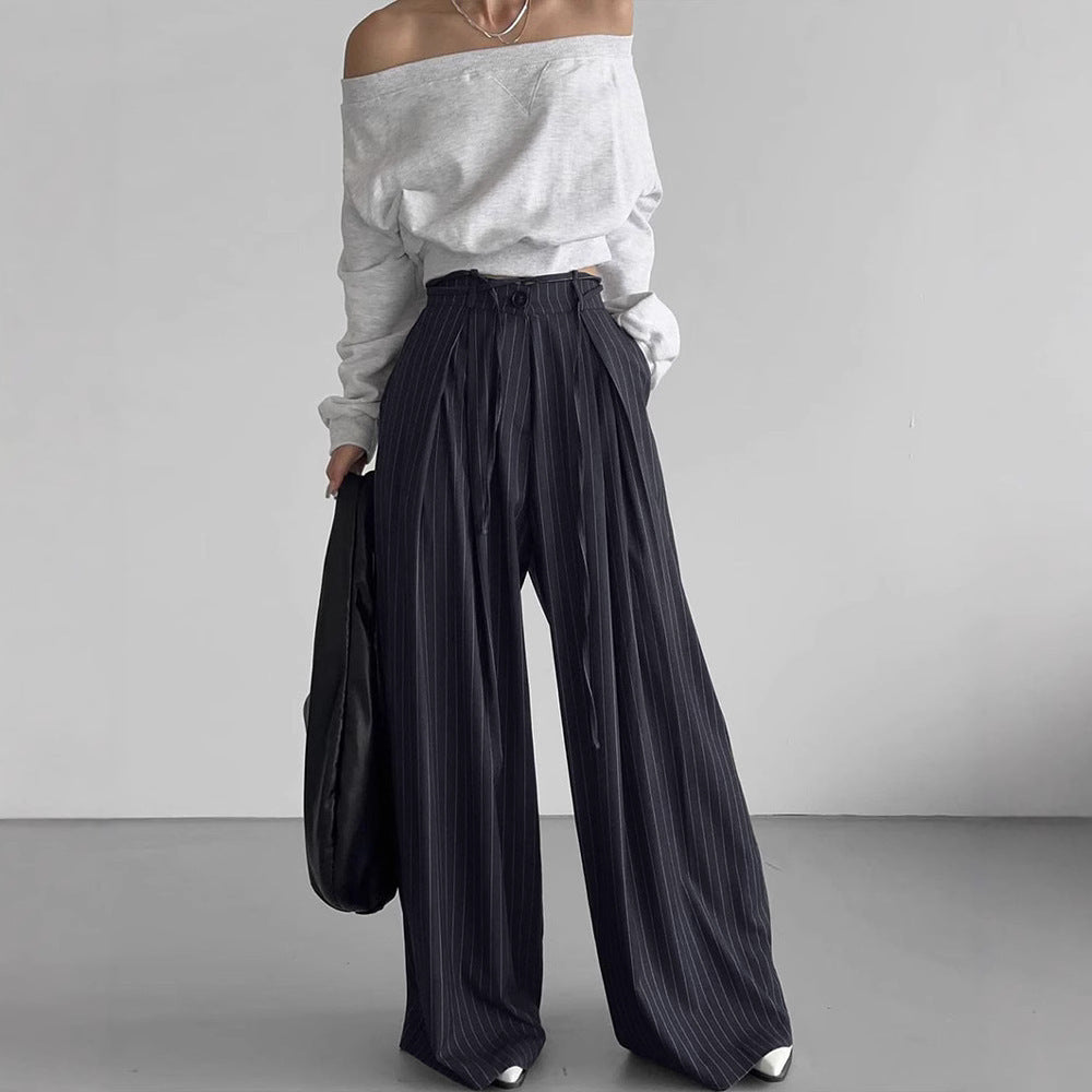 High Waist Striped Baggy Pants