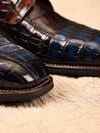 Elegant Genuine Crocodile Leather Men's Dress Shoes - Polished Charm, Durable, Stylish Rubbed Color - Sizes 38-43