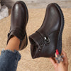 Winter Leather Boots for Women in Black - Fleece-Lined & Non-slip - Mid-heel Comfort - Multiple Sizes Available