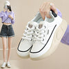 Women's White Leather Sneakers for Casual Comfort - Lace-up, Breathable, Waterproof, Durable - Pair of Stylish Women's Shoes.
