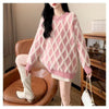 Women's Lazy Sweater in Pink - Design Sense - Long Sleeve Pullover - Plus Size Winter Fashion