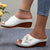 Trendy Floral Peep Toe Wedge Sandals for Women in White and Khaki - PU & Rubber Material - European & American Style - Summer Fashion