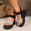 Women's Platform Sandals - Breathable Cloth Cover Shoes for Summer - Durable Rubber Sole - Available in Multiple Colors and Sizes