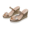Women's Elegant Platform Wedge Sandals with PU Sole - Gold or Silver