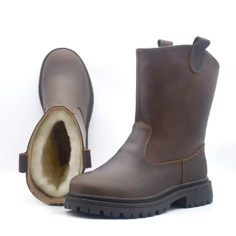 Genuine Leather Warm Cold-resistant High Tube Cycling Boots