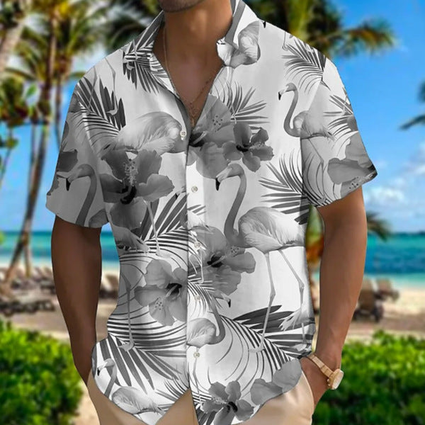 Plus Size Men's Fashion Digital Printing Short Sleeve Shirt