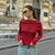Sleek Burgundy Knitted Long-Sleeve Top in Premium Polyester Rib Fabric