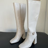 Chic White High Heel Autumn Boots with Side Zipper