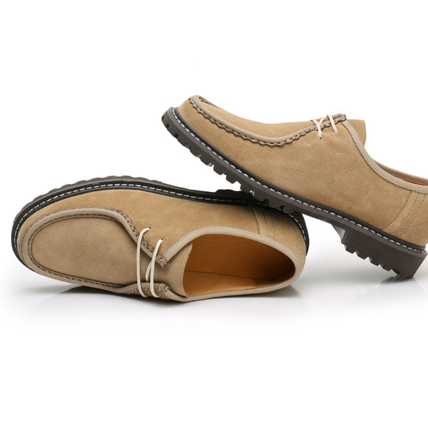 Indian Retro-Style Genuine Leather Suit Shoes in Black or Khaki for Men - Low heel, cowhide leather, sizes 38-44