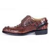 Elegant Men's Korean Style Brown Leather Dress Shoes, Crocodile Skin Upper, Comfortable & Durable, Business Attire, Sizes 38-47