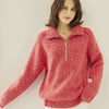 Luxurious Cashmere Sweater with Arabesquitic Fabric, Stand Collar, Loose Fit, Contrast Colors, Long Sleeve - Women's Fashion