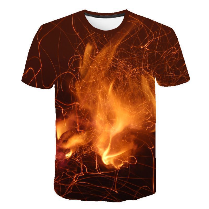 3D Digital Printing Burning Flame 3DT Shirt