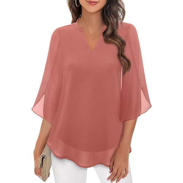 Radiant Petal-Sleeve Chiffon Top for Women in Vibrant Colors