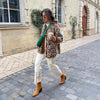 Leopard Print Women's Coat in Brown and White for Street Fashion