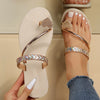 Elegant Rhinestone Heart Flip-flops, Silver, Size 35-43