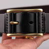 Brass Buckle Men's Belt Casual Denim in Black and Brown - Pin Buckle, Copper Material - Male Youth and Middle-Aged - 105cm to 125cm Sizes