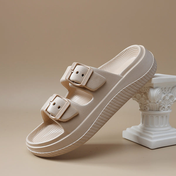 Women's Double Buckle Beach Sandals - Comfortable & Non-slip EVA Slippers