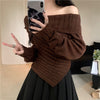 Cozy Off-Shoulder Women's Sweater in 4 Colors - Winter Fashion Casual Wear, Long Sleeve Polyester Pullover for Women
