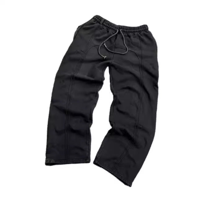 Comfortable Stretch-Rope Casual Sweatpants in Black, Gray, Green - Men's Mid-waist Polyester Trousers with Street Fashion Style